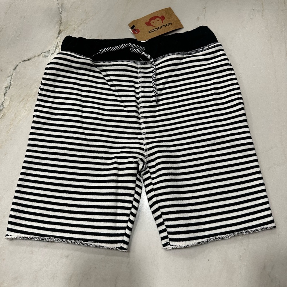 Appaman Black and White Striped Cotton Camp Shorts sz 7
